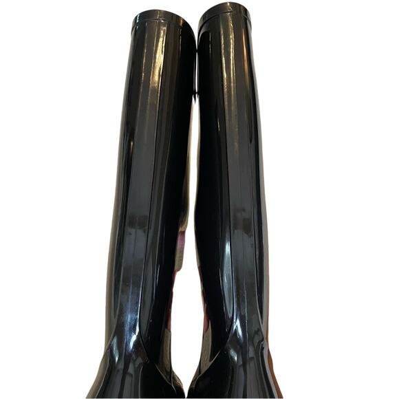 Coach Pixy Rain Boots Glossy Shiny Solid Black Tall Women’s size 5 - Picture 8 of 14